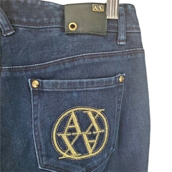 A/X ARMANI EXCHANGE Womens Jeans Size 2S Straight Distressed Low Rise Dark Wash - Picture 2 of 13